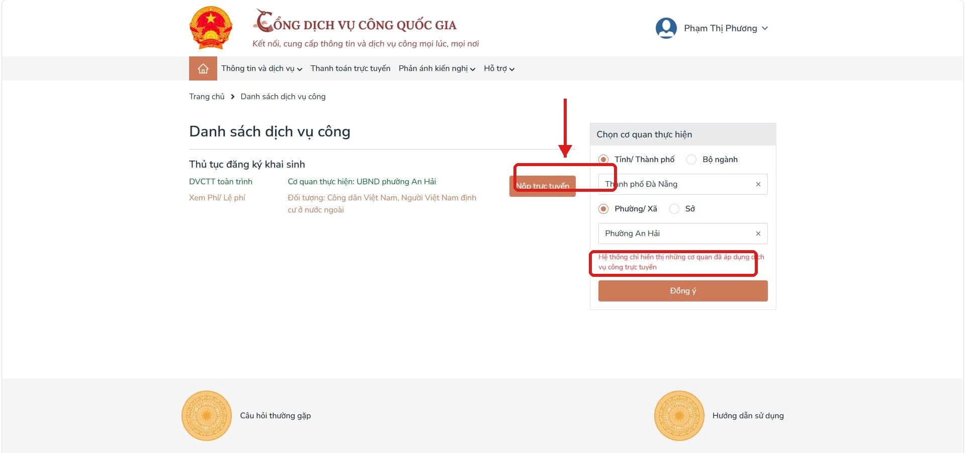 Nộp trực tuyến