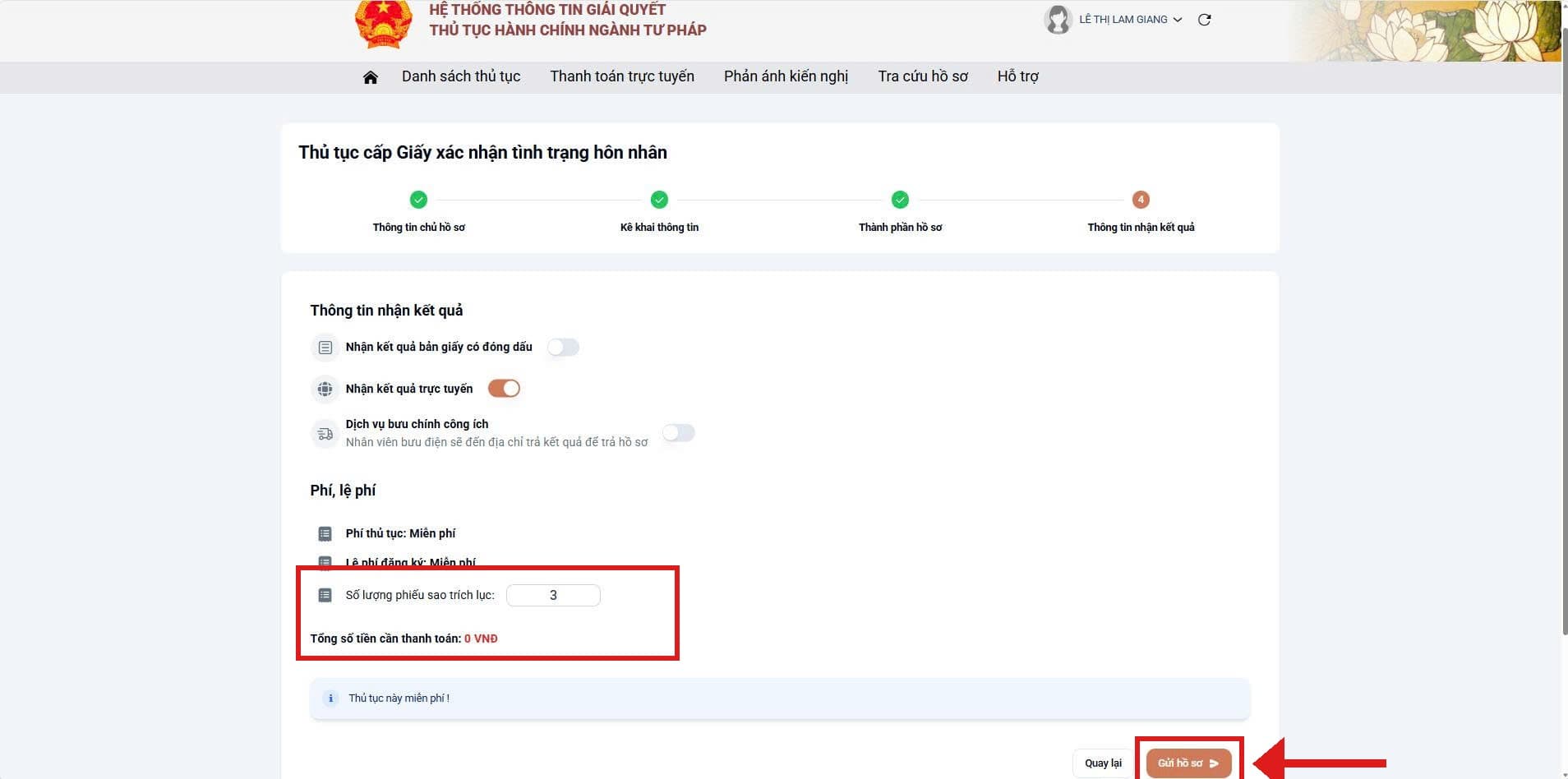 Bước 4 – Nhận kết quả (miễn phí)