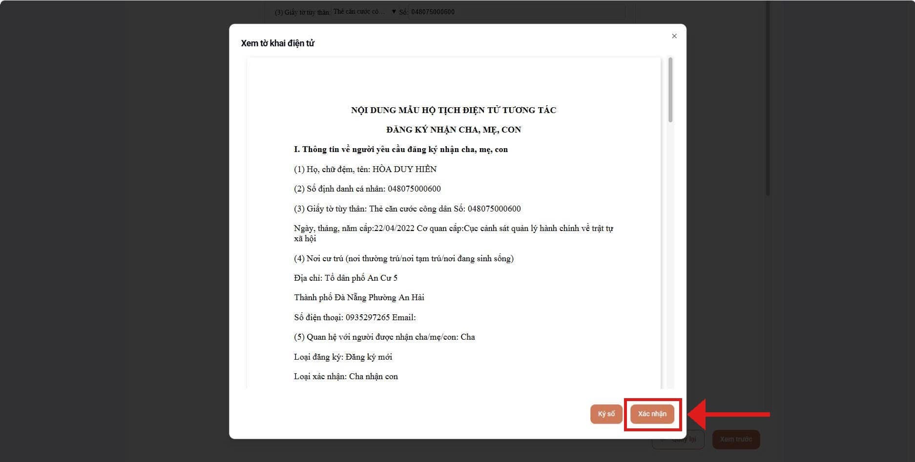 Xem tờ khai điện tử