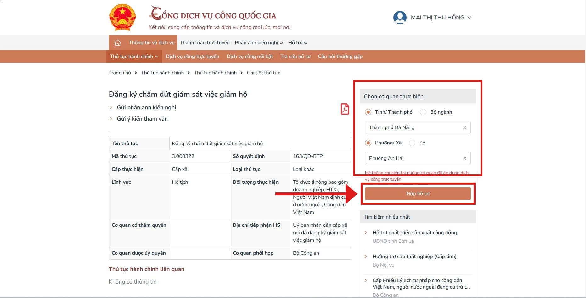 Chọn cơ quan thực hiện