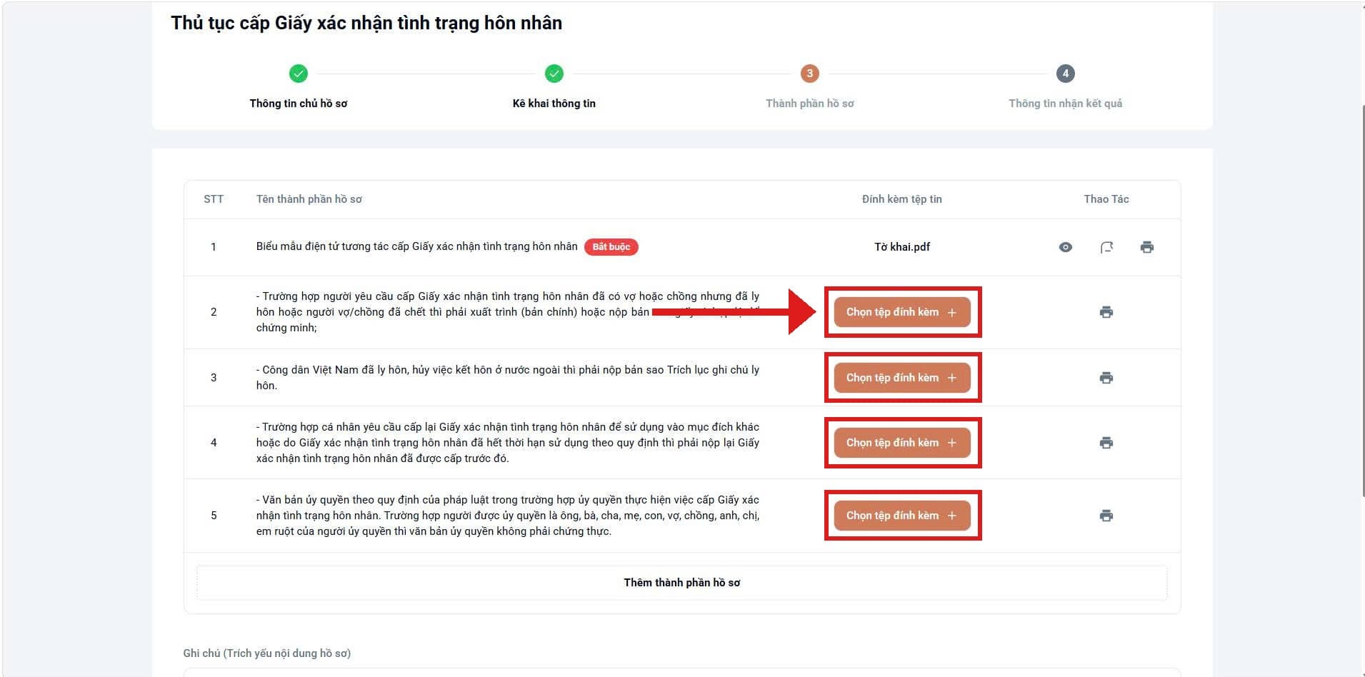 Bước 3 – Thành phần hồ sơ