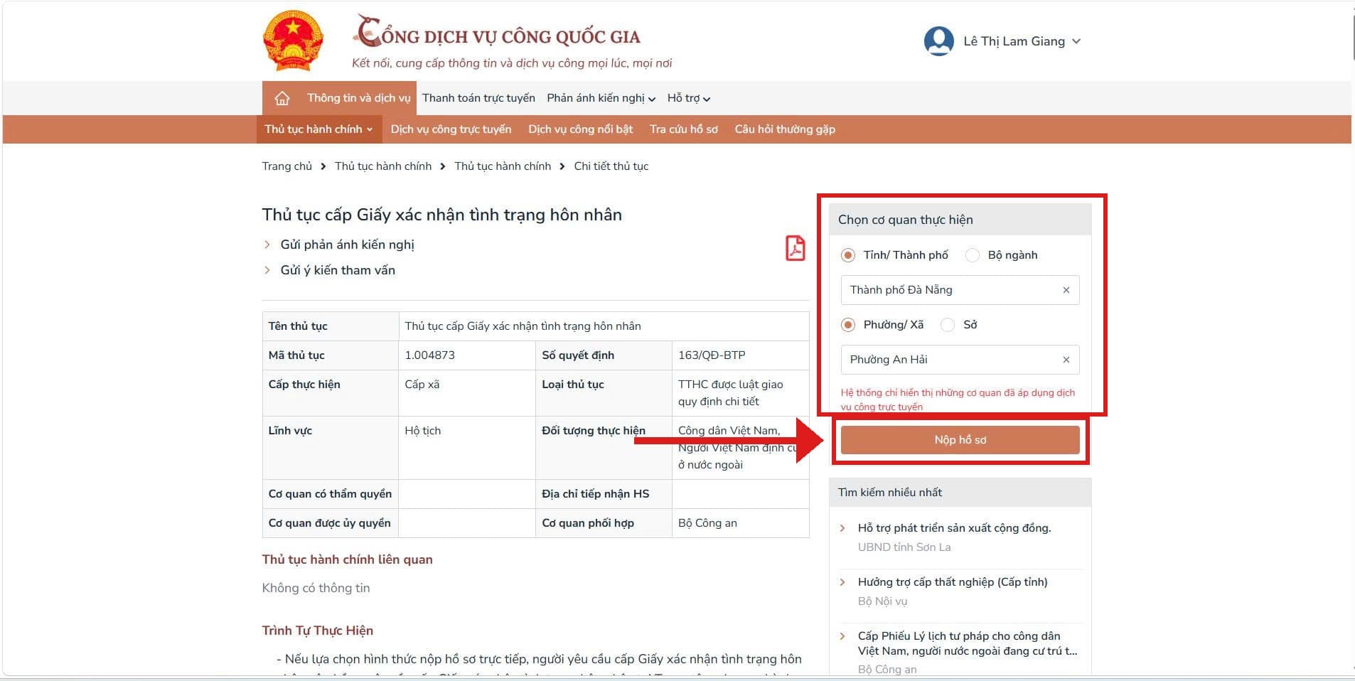 Chọn cơ quan thực hiện