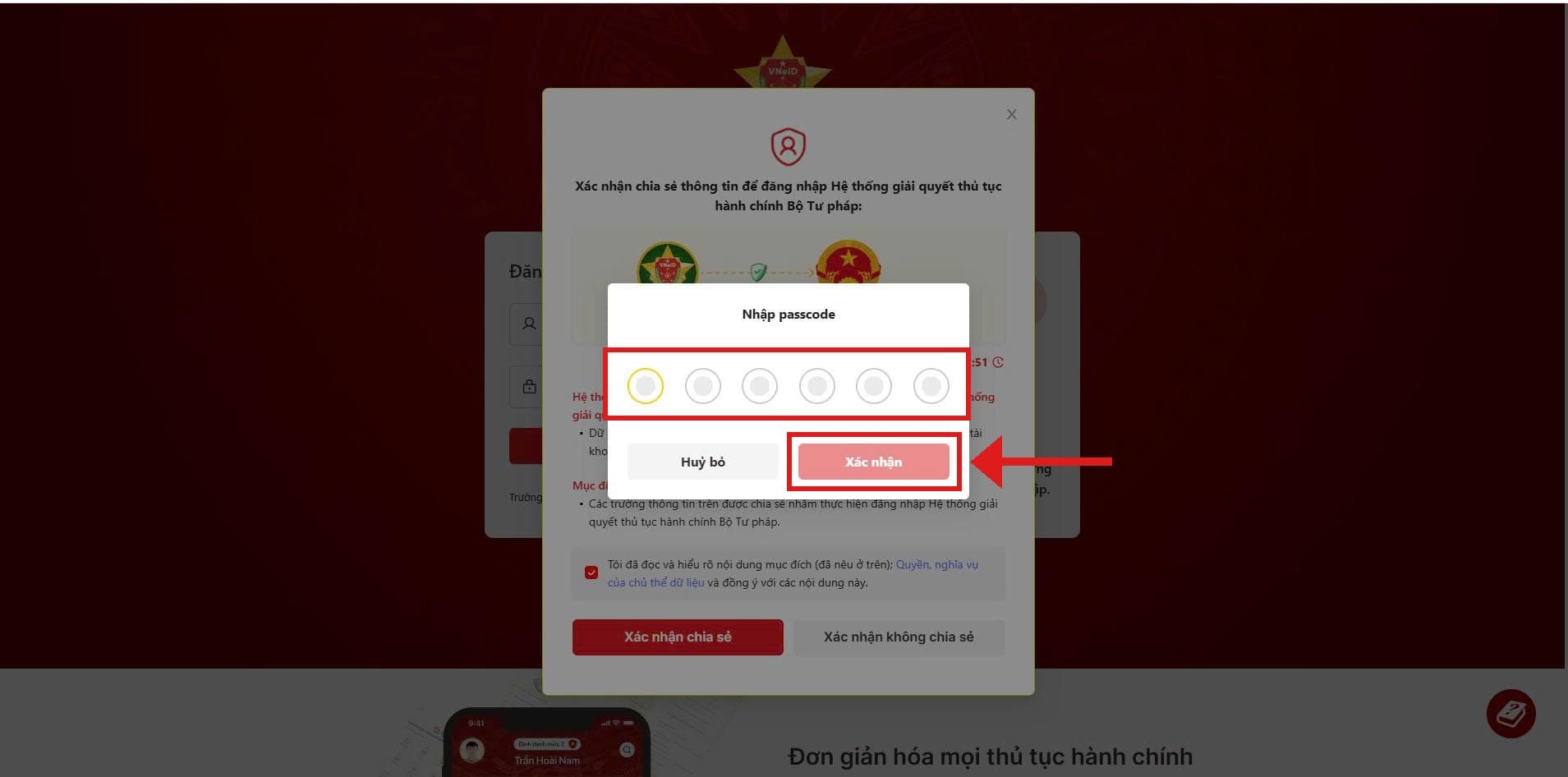 Nhập passcode lần hai