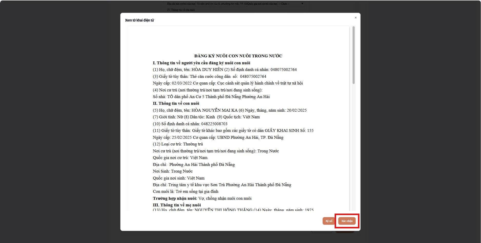 Xem tờ khai điện tử