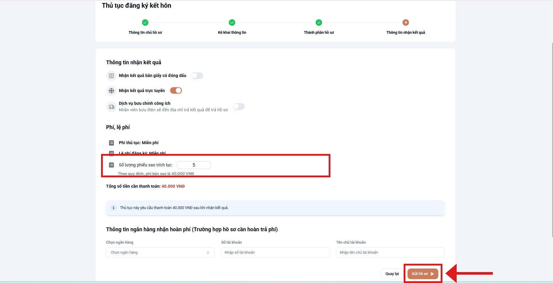 Bước 4 – Nhận kết quả & lệ phí