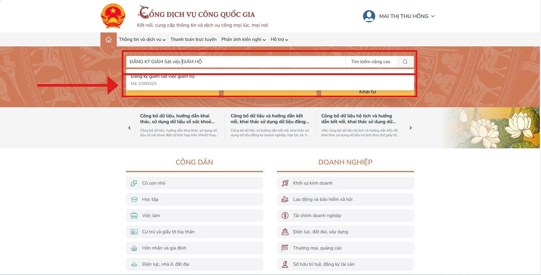 Tìm thủ tục đăng ký giám sát việc giám hộ