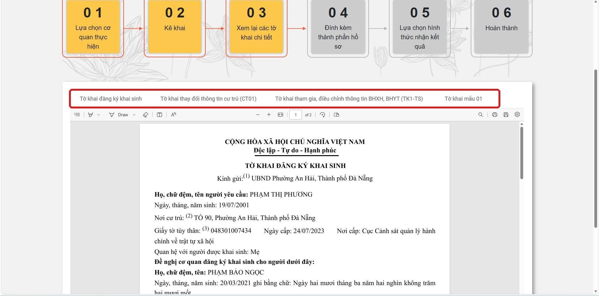Bước 3 – Xem lại tờ khai