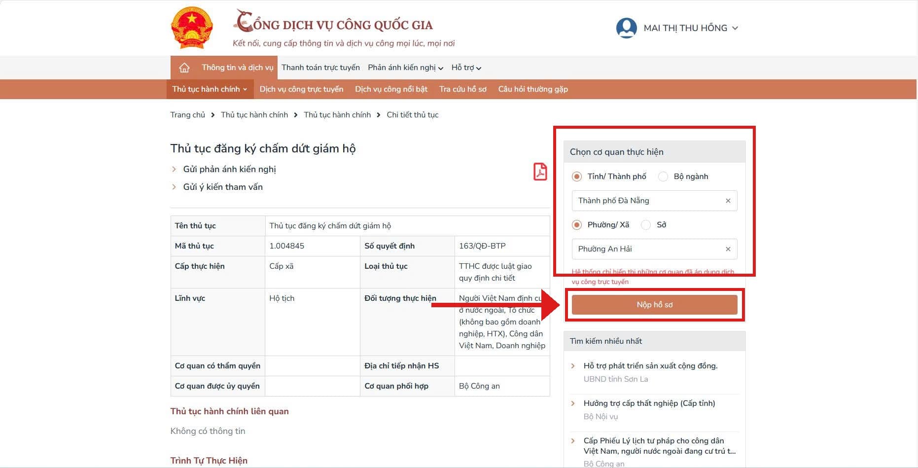 Chọn cơ quan thực hiện