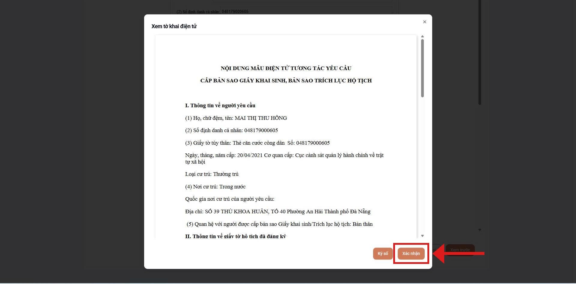 Xem tờ khai điện tử