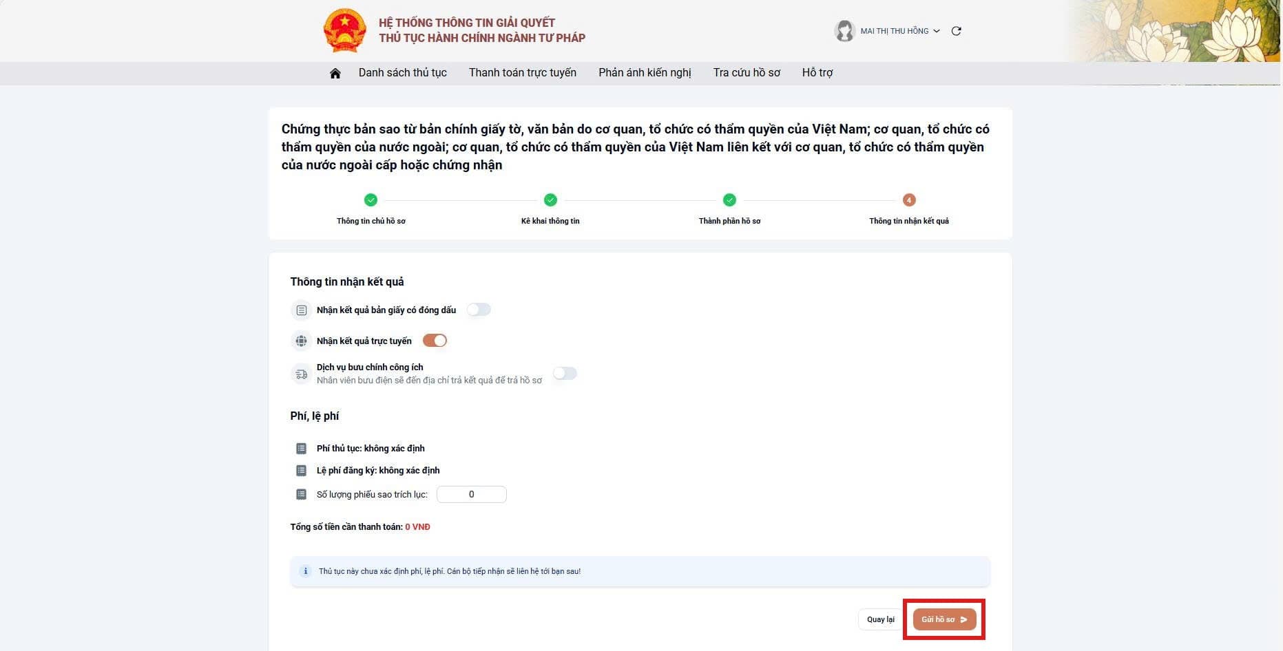 Bước 4 – Nhận kết quả